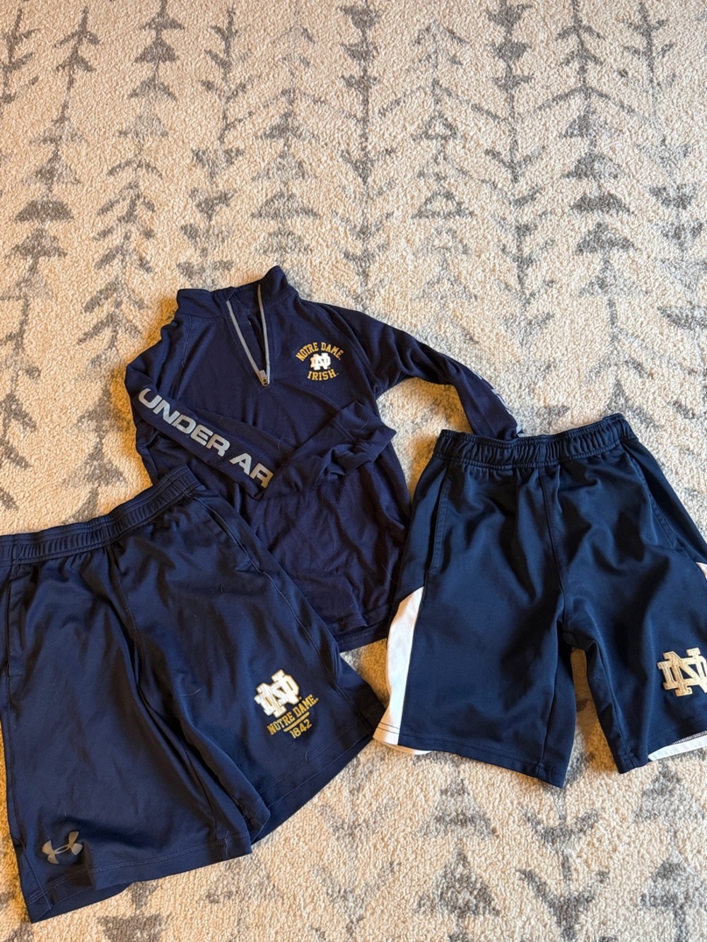 Under Armour Notre Dame set w/ xtra pair of adidas Notre Dame shorts